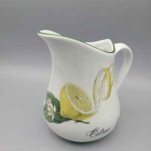 Vintage French Apilco porcelain pitcher jug lemon berry decor milk water Garden